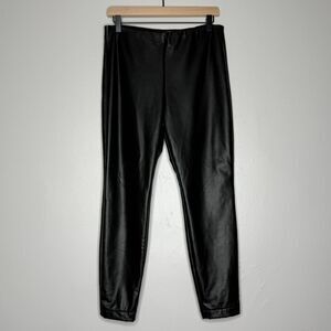 Banana Republic Womens Faux Leather Leggings Medium Petite Black Skinny Office‎